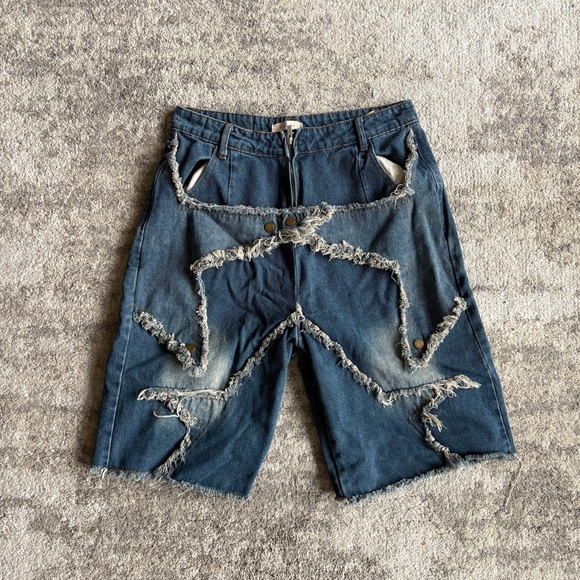 Kenvibe Other - Y2K Kenvibe Starpatch Denim Distressed Baggy Streetwear Oversized Jorts